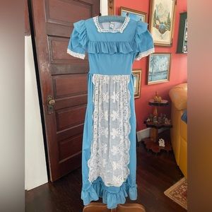 Martha’s Miniatures Blue Prairie Dress in cornflower blue with lace girls 14